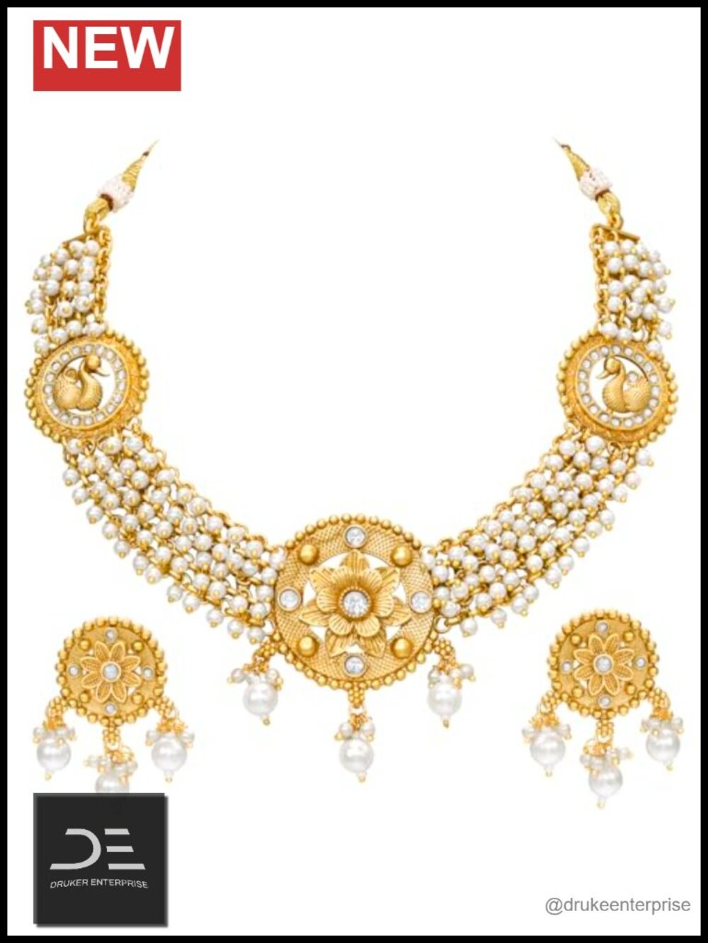 Gold Plated Bollywood Bridal Necklace & Earrings Jewelry Set Wedding Ethnic